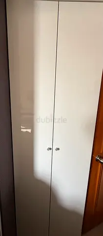 Tall White Shoe Storage Cabinet with Double Doors