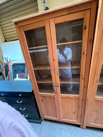 Solid Wood Glass-Front Cabinet / Display Cupboard - Good Condition