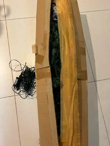 Pre-owned Artificial Christmas Tree with Lights - 6ft (in box) and Assorted Christmas decorations