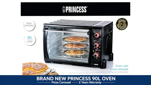 Princess Oven 90L with Pizza Carousel - 3 Pizza at Once