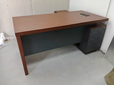 Wooden executive office desk with side storage