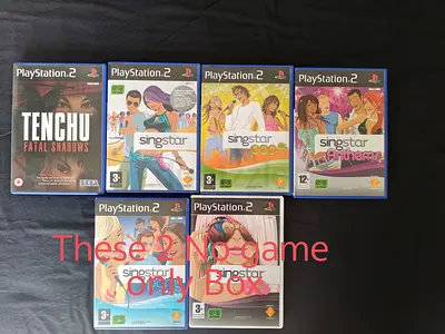 PlayStation 2 Games Collection — Tenchu + SingStar titles (4 cases with game + 2 empty boxes)