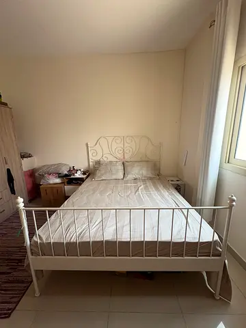 White metal double bed with Mattress good condition
