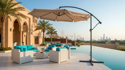 Cantilever Patio Umbrella with Offset Stand - Beige