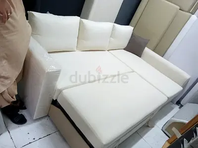 Comfortable 3 Seater Sofa Bed in White Fabric