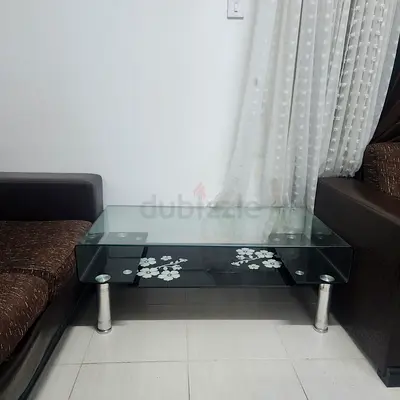 Modern Glass Coffee Table with Floral Pattern