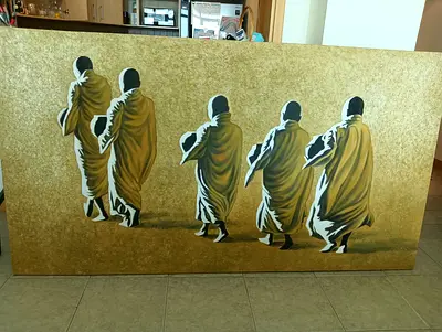 Large Abstract Figurative Painting – Hand-Painted Canvas Wall Art