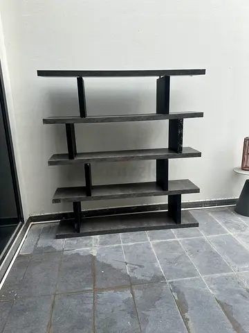 Black Wooden 4-Tier Open Shelf Unit