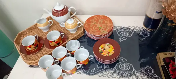 Beautiful Tea Set with matching Serving plates