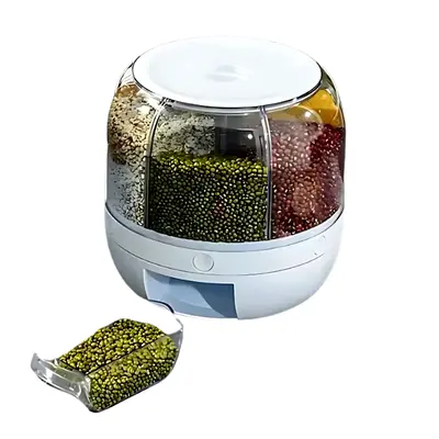 6-GRID CEREAL DISPENSER – COMPACT ROUND DRY FOOD CONTAINER WITH ROTATING FUNCTION – 5KG