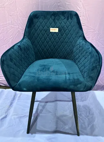 Dining Chair, Blue Velvet with Black Metal Legs, 84×60×50  cm