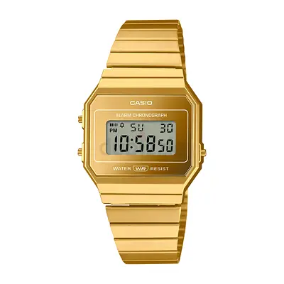 Gold-tone Casio A700WEVG-9ADF Quartz Unisex Watch with Metal Bracelet