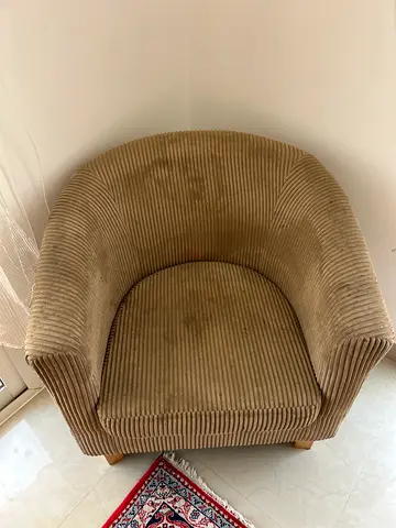 Comfortable Beige Corduroy Armchair