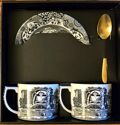 SPODE black - 250 anniversary edition Italian tea set for 2