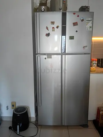 Silver Double-Door Refrigerator (Top Freezer) - Good Condition