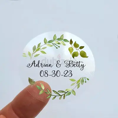Clear Round Custom Sticker Labels - Wedding Name & Date (Set)