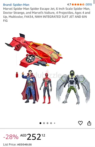 Marvel Spider-Man Integrated Suit Jet with 3 Action Figures (Spider-Man, Doctor Strange, Vulture)