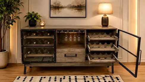 Marina Home Solid Wood Unique Design Bar Cabinet