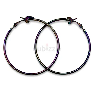 Rainbow Iridescent Large Hoop Earrings