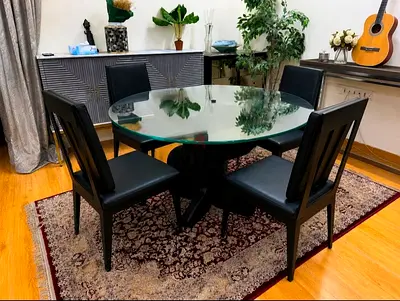Crate And Barrel Round Dining Table With Leather Chairs