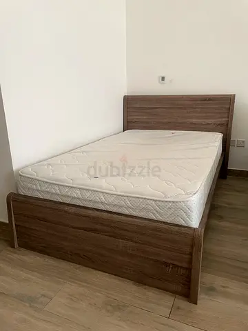 Wooden Double Bed Frame with Mattress - Excellent Condition