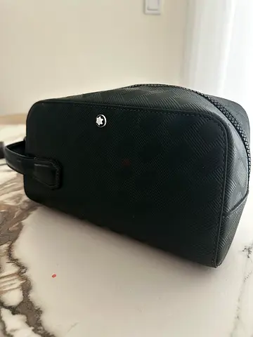 Montblanc Small green Leather Zip Pouch / Travel Case clutch