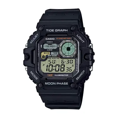 Casio WS-1700H-1AVDF Digital Tide Graph Moon Phase Watch - Black, 10-Year Battery