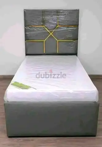 Single Bed with Upholstered Headboard and Storage Base - Grey