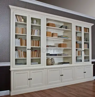 Large White Built-in Bookcase / Display Cabinet