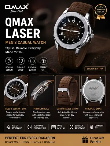 Omax Men's Casual Brown Silicone Strap Watch - Stylish Everyday Timepiece