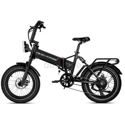 Windhorse WO Pro Fat Tires Folding Hybrid E-Bike with Removable Battery | 7 Speed Shimano Gears