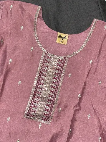 Light mauve embroidered 3 piece suit - size XL