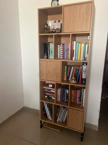 Modern Wooden Bookcase with Storage Cabinets