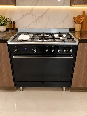 Stylish Smeg 5 Burners Top Gas Oven Electric Digital Cooking Range Latest Version 90cm black Color