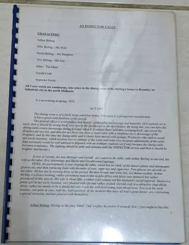 An Inspector Calls - Play Script (Printed/Paper Copy)