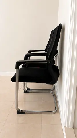 Set of 2 Black Fabric Visitor Chairs with Chrome Cantilever Frames