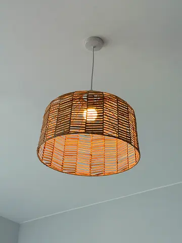 IKEA KAPPELAND / HAVSDJUP - Pendant lamp, white/rattan, 45 cm