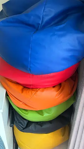 Set of colorful PU leather bean bags - good used condition
