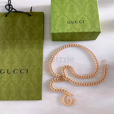 Authentic Gucci Rose Gold-Tone GG Chain Necklace with Original Box