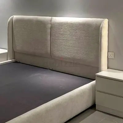 Modern Upholstered Bed Frame with Padded Headboard