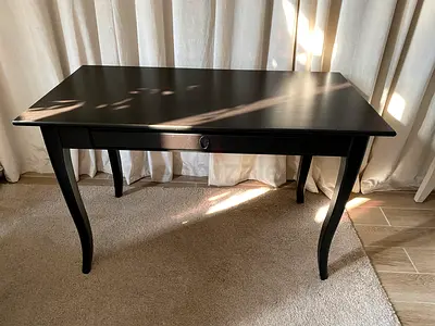 Wood office desk with drawer and swivel chair, very good condition
