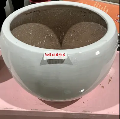 Large Ceramic Ball Pot, White, Diameter 45, Height 35