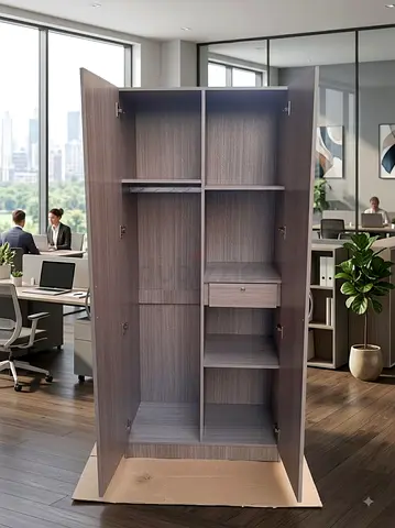 Two-door Wooden Wardrobe with Shelves and Drawer BRAND NEW