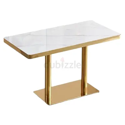 Modern Marble-Top Dining Table with Gold Base - 4 Seater