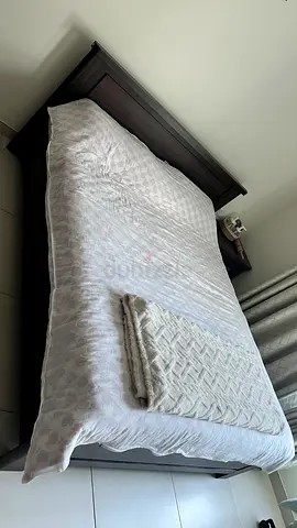 King-size wooden bed frame with mattress - good condition