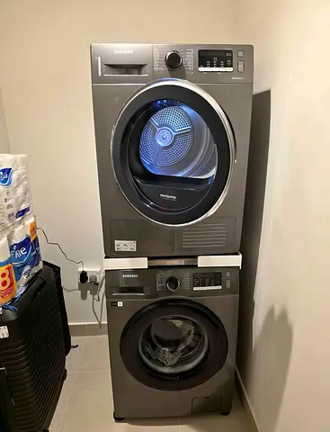Samsung 9kg Stackable Washer and Dryer Set - Dark Grey, Good Condition
