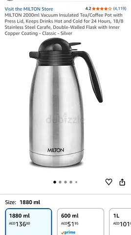 Milton 1.9L Stainless Steel Insulated Thermos Flask - Good Condition