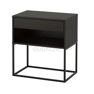 2 x IKEA VIKHAMMER Bedside tables, black, 60x39 cm