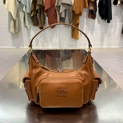 MIU MIU Women's Nappa Leather Pocket Bag, Brown