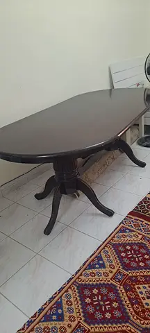 Solid Wood Dining Table with Double Pedestal Base - Dark Finish from royal furniture
